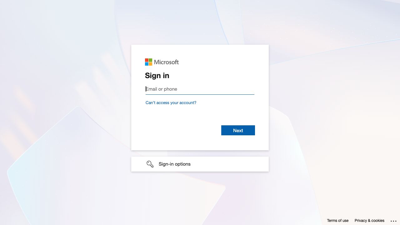 Microsoft work-account sign-in screen